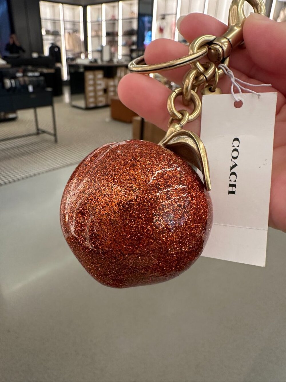 NWT! Coach CBX51 The Summer Turned Pretty™ Peach Bag Charm Keychain In Red/Gold - Picture 3 of 7